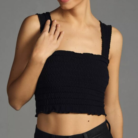 Anthropologie • The Regan Black Seamless Smocked Square-Neck Tank - Picture 7 of 16